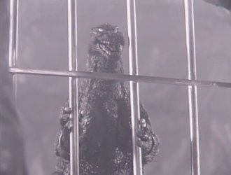 Godzilla is imprisoned in a G-Guard cell